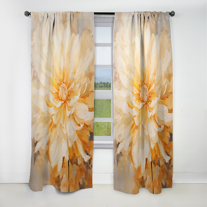 Tyrrel - Rideau occultant à motif floral souci - 1 panneau, L 52 po x L 120 po