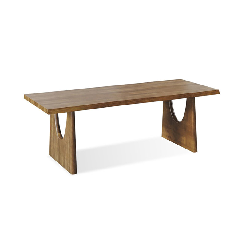 Table de salle à manger rectangulaire en bois massif brun noisette, H 29,53 po x L 62,99 po x l 27,56 po