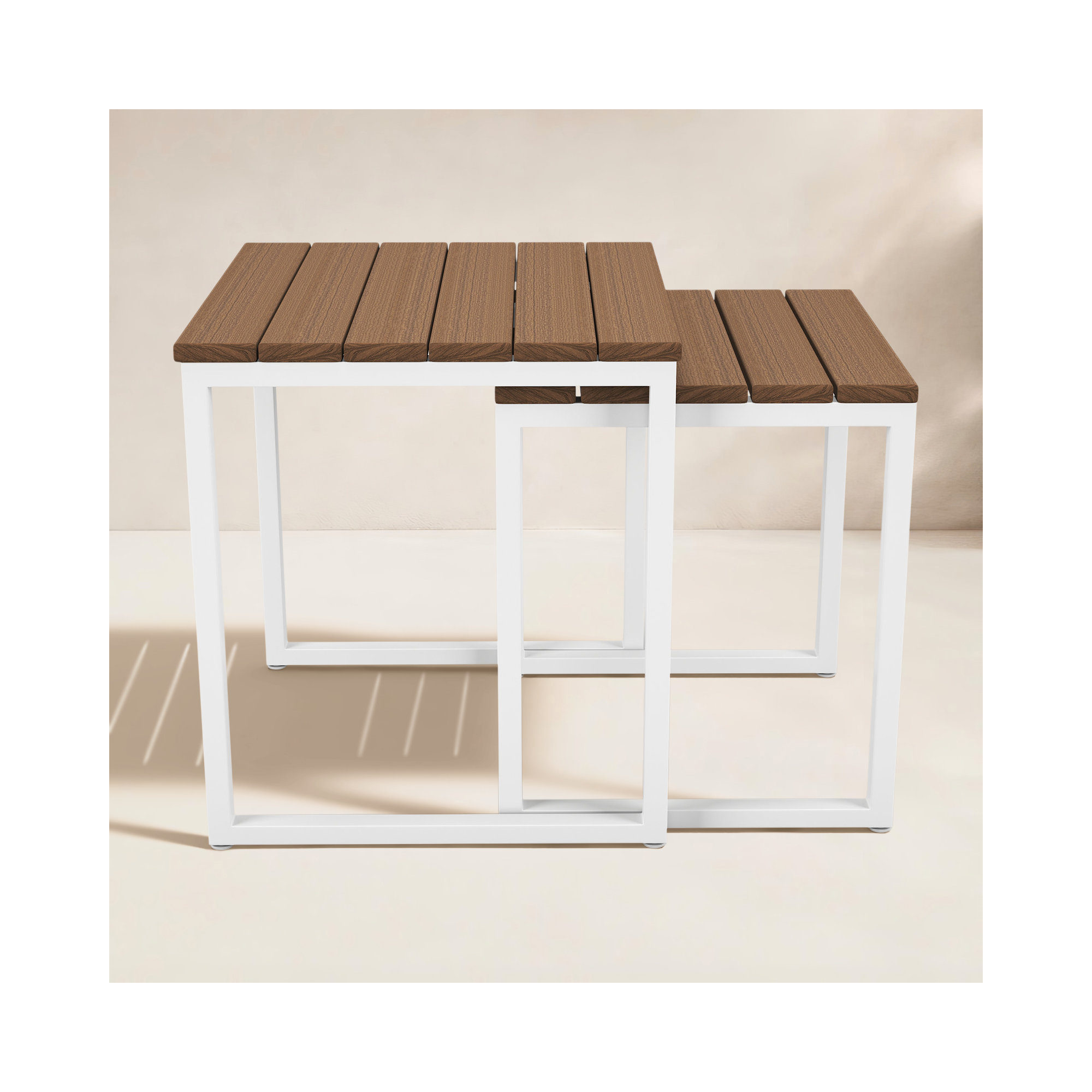 Nseting Outdoor Patio Side Table, Brown