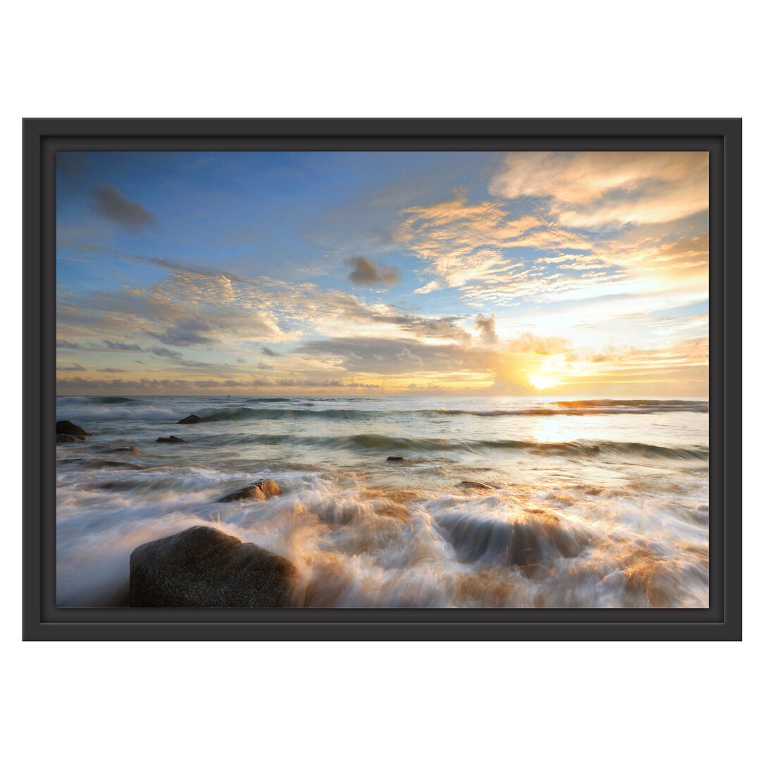 Gerahmtes Wandbild Sonnenuntergang am Meer