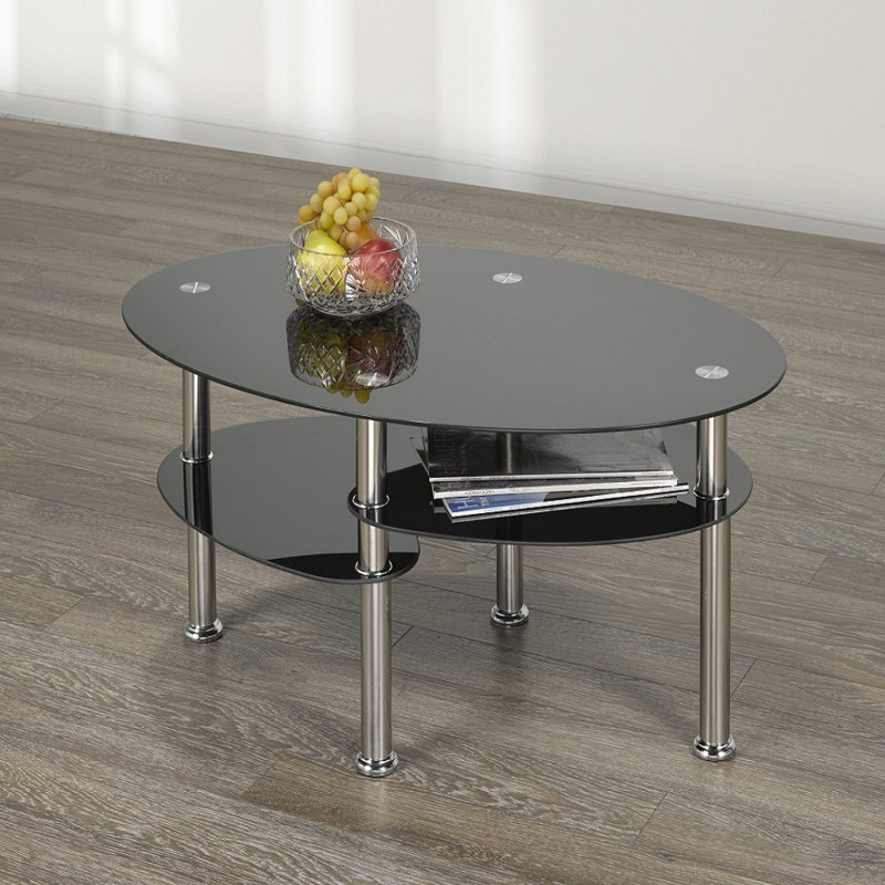 Table basse à 4 pieds Clarese, Argent, Noir