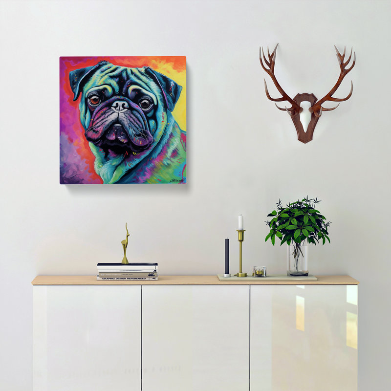 Pug Color Field Painting - Wrapped Canvas, 50cm H x 50cm W x 3cm D