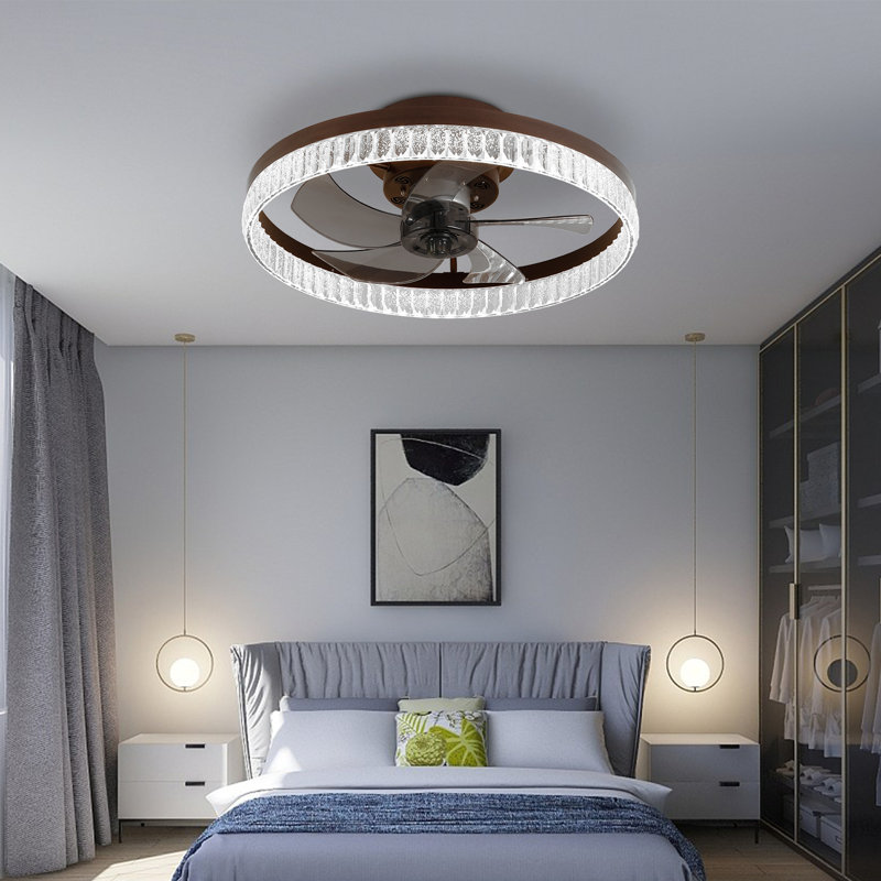 Ventilateur de plafond brun 20 po avec lumière DEL
