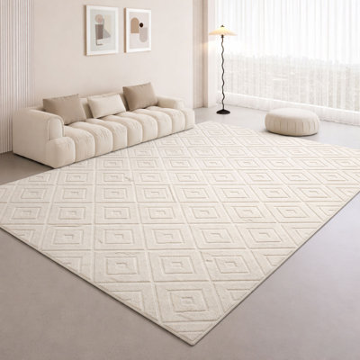 Cream Geometric Area Rug