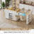 Kitchen Island With Extendable Dining Table, Mobile Kitchen Storage Islands, Rolling Kitchen Cart With Two Cabinet, Power Outlet, Spice Rack & Towel Rack