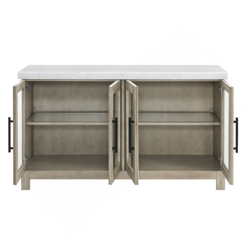 Exquisite Solid Poplar Sideboard with Versatile Storage and Graceful Design