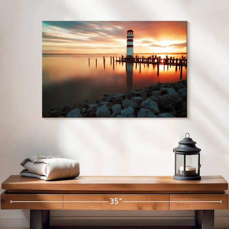 Podersdorf lighthouse sunset Aletra, H 16 po x l 24 po