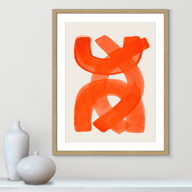 «Orange Strokes Print» par Haniff, 23.5'' W x 29.5'' H, Imprimé mat, Natural