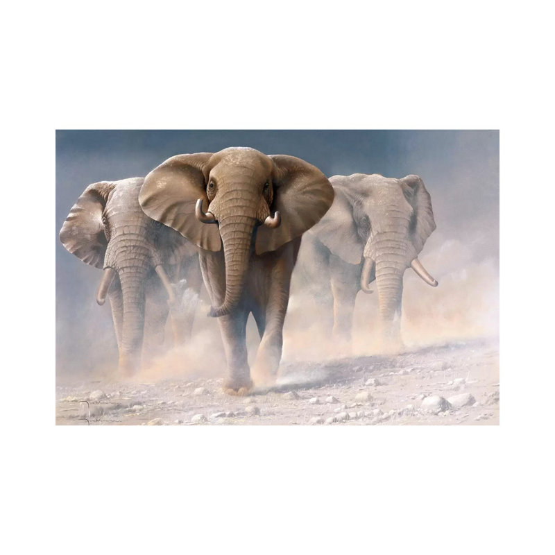 Running Elephants I by Jan Weenink - Wrapped Canvas Painting, 20.32 cm H x 30.48 cm W