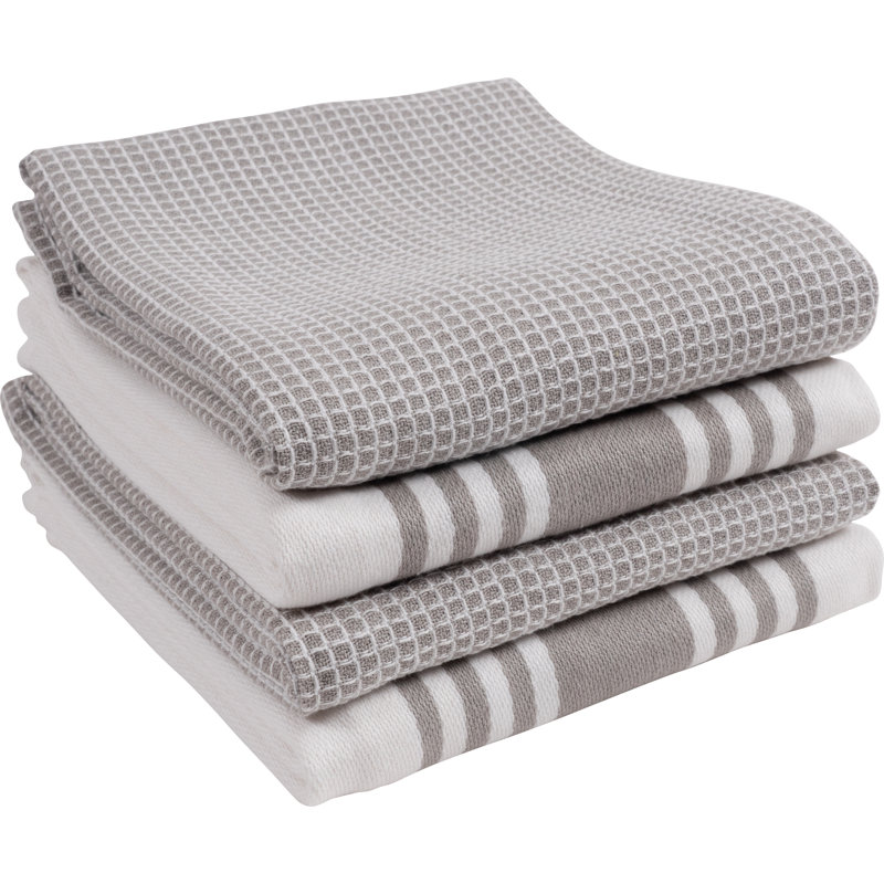 Cotton Stripe Waffle Dish Towel Kitchen Towel, Gray