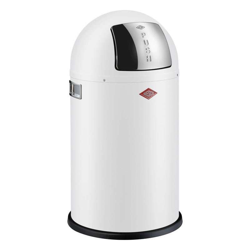 Swing Top Kitchen Trash Can, 22 L, 63cm H x 35cm W x 35cm D, Matt White