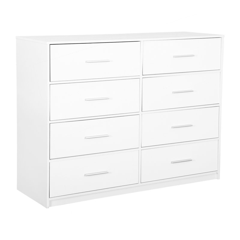 8-Drawer Dresser With Large Fabric Drawers, Silver, White