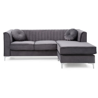 Hezekiah L Shape Sectional Sofa Couch,velvet sectional by Ivy Bronx