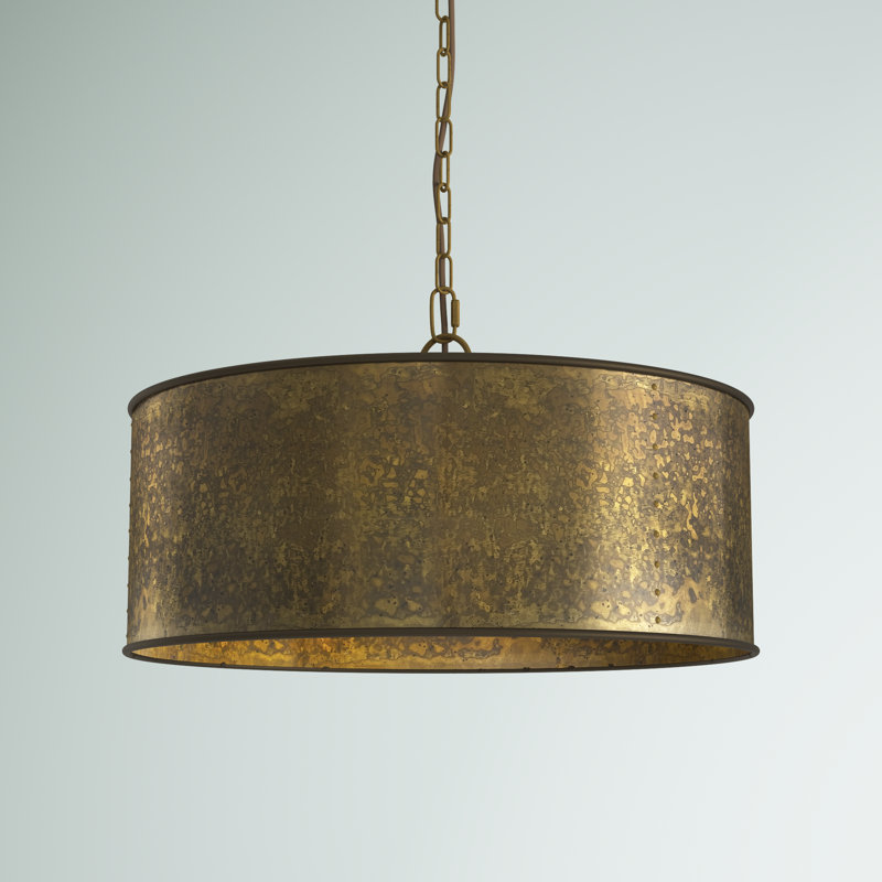 Lustre tambour 3 lumières à abat-jour Aelia