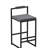 Upholstered Velvet Bar Stools Modern Dining Stools (Black & Gray, Set of 2)-1196671890-1196671891