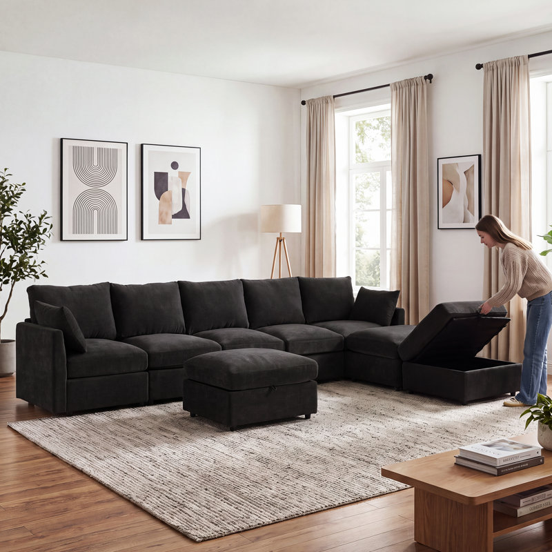  Canapé modulaire en U Sarang, Chenille noir