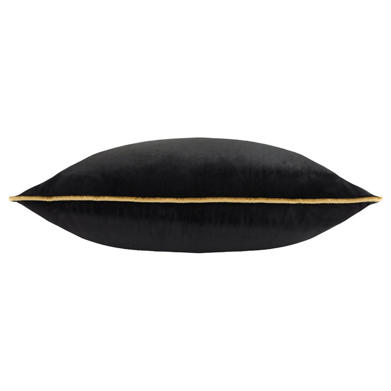 Meridian Square Cushion, Feather, Black/Gold, Square 45cm