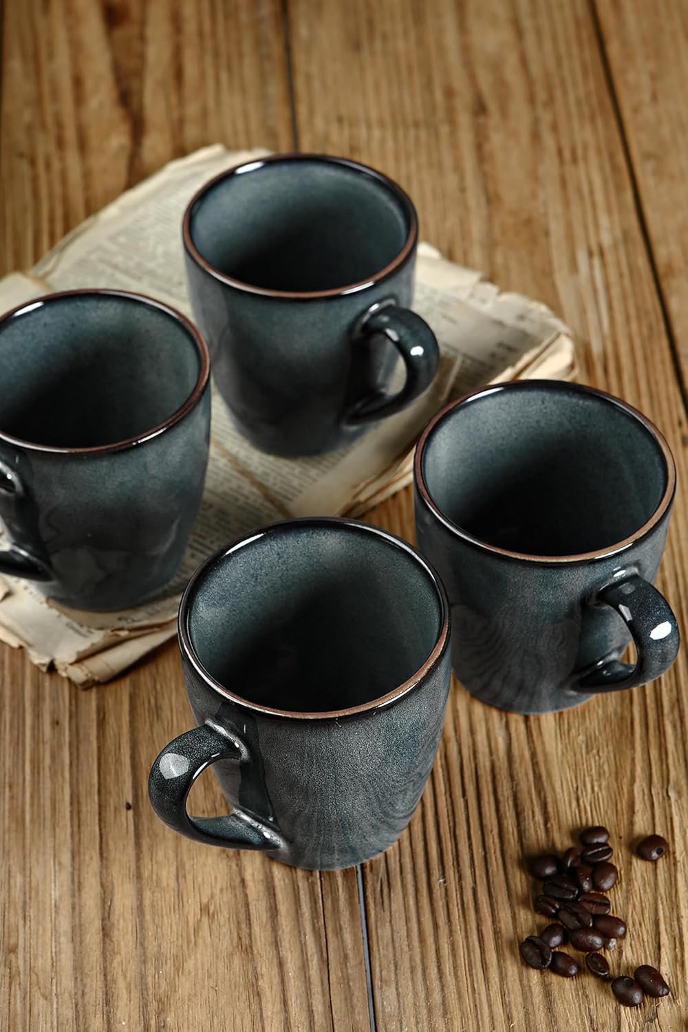 One Way Cups One Allium Way Blue Round Coffee Cup Set Of 4, 13 Oz Coffee Cup Set ...