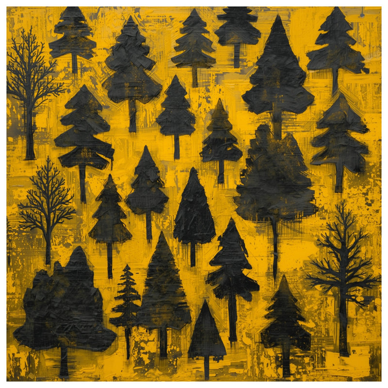 Trees On Yellow Comforter, Queen