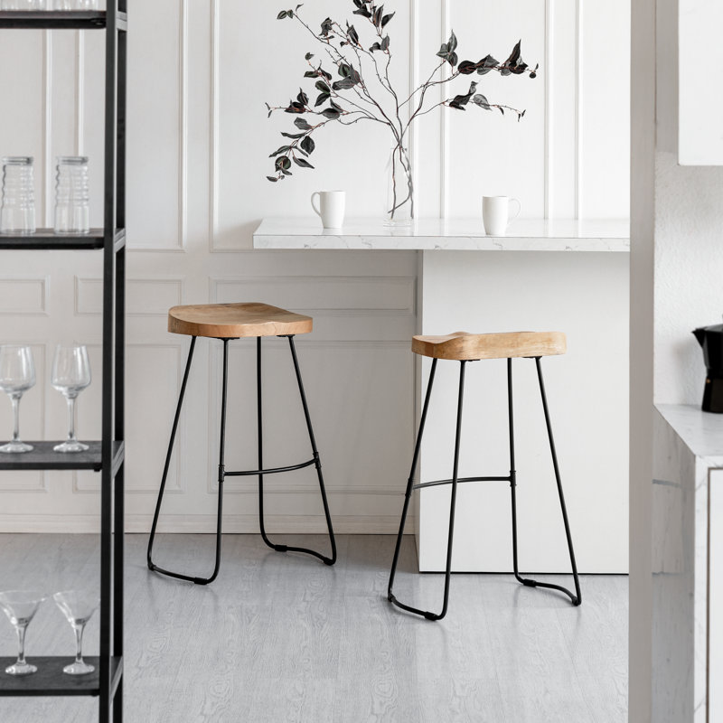 Gallitzin Solid Wood Kitchen Counter Bar Stool, Bar Stool (76.25cm Seat Height), Natural