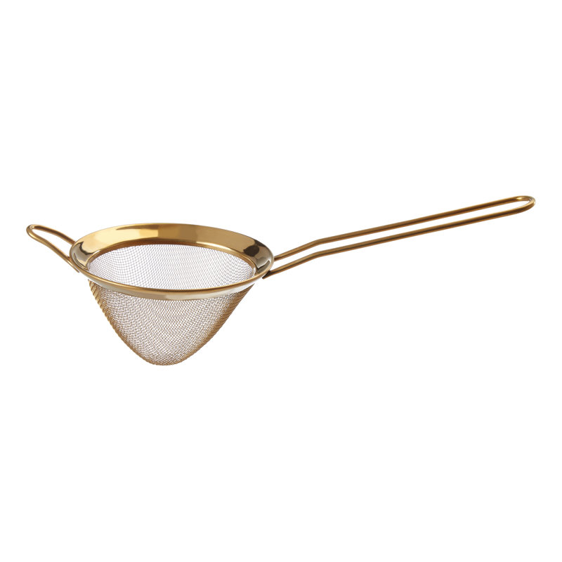 Canora Grey Dobson Mesh Food Strainer, Gold, 8cm H x 24cm W x 10cm D