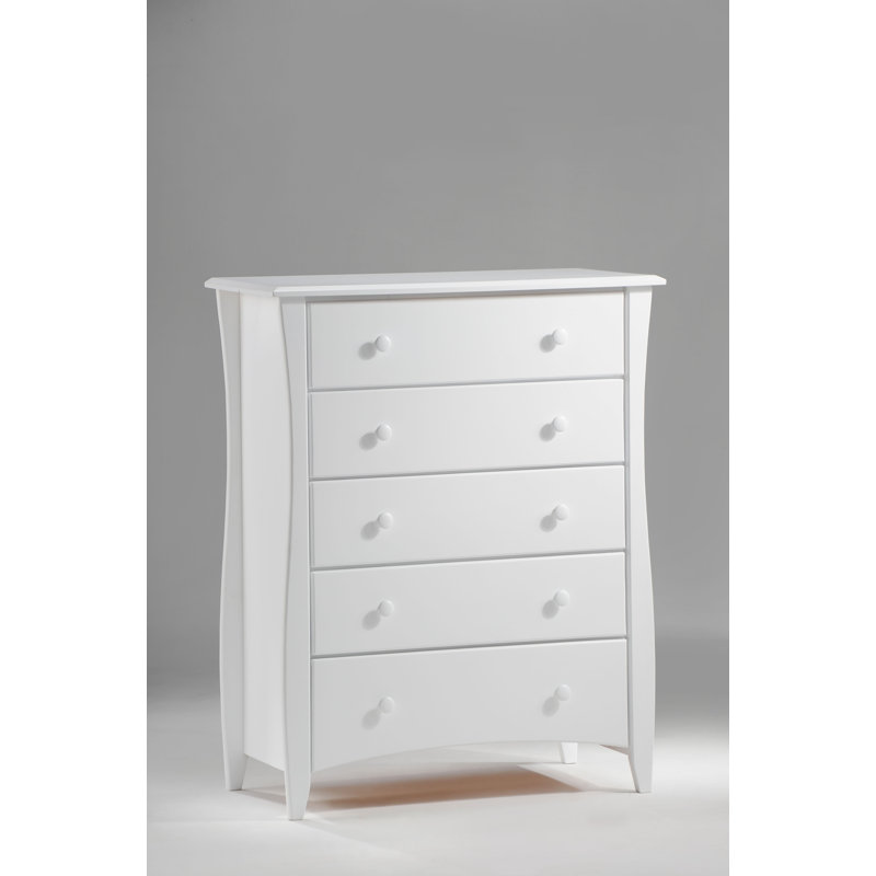 Commode standard 5 tiroirs Clary, Blanc