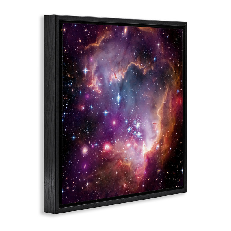 "Cloud galaxie avec étoiles", art mural encadré par Wild Apple, Cadre flottant noir de jais, H 18 po x l 18 po