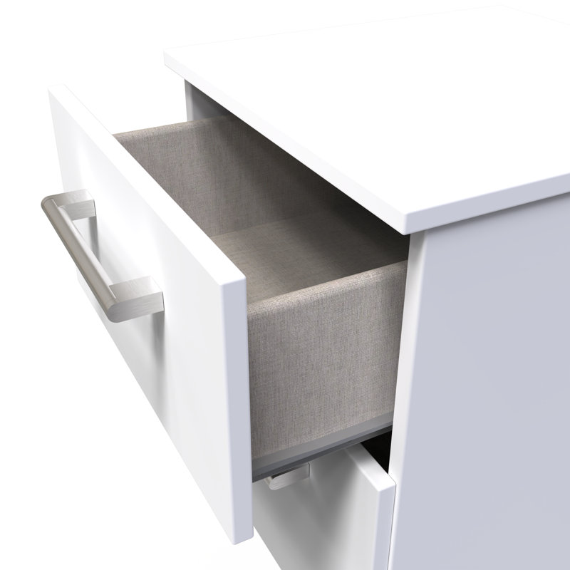 Fully Assembled Lebling 2 DrawerÂ Bedside Table, White
