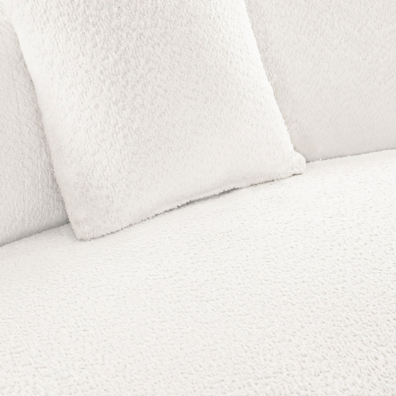 Style luxueux et moderne, blanc, canapé Boucle, revêtement incurvé, méridienne 2, chambre à coucher, rembourrage élevé, design blanc avec 2 face à droite et look rétro