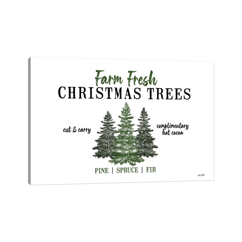 «Christmas Tree Farm» par House Fenway - Art textuel, Pas de tapis, Toile tendue, H 12 po x l 18 po x 1,5 po
