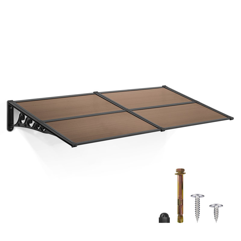 Outdoor Slope Window Awning, UV Resistance, Brown, 11" H x 79.1" W x 38.2" D