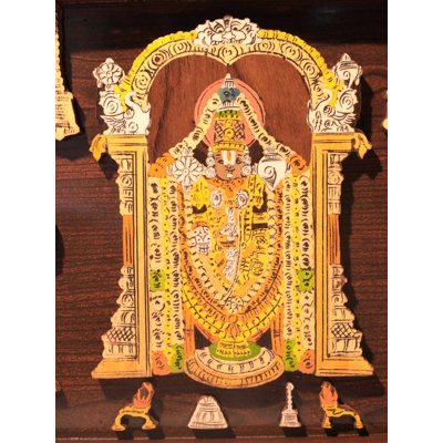 Panneau mural incrusté en bois 31 "Lord Balaji & Padmavati MySore 31"