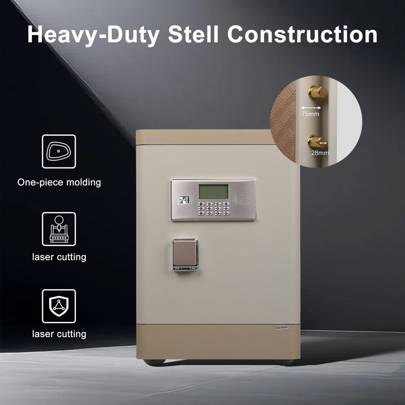 Security Safe Lock Cabinet With Fireproof Bag, Beige