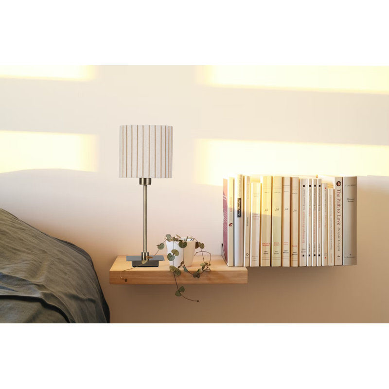 Square Stick Antique Brass Metal Bedside Table Lamp 