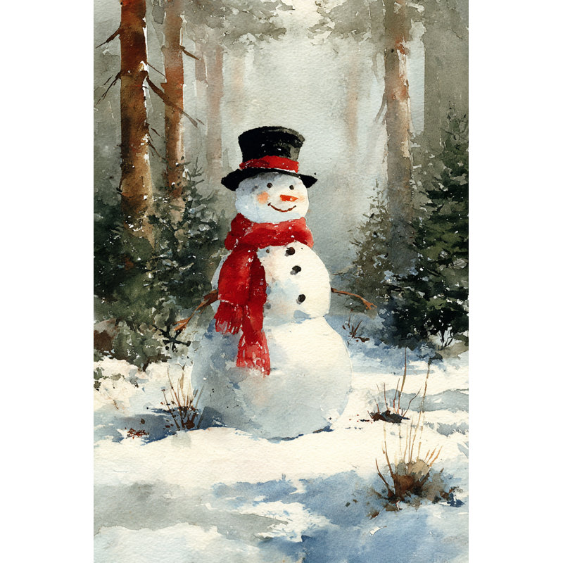 «Forest Snowman», art mural sur toile, H 24 po x l 16 po