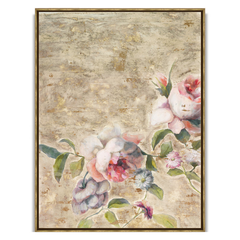 «Summer 2019 Vintage Rose 1», reproduction encadrée sur toile par Sarah Atkinson, H 46 po x l 35 po