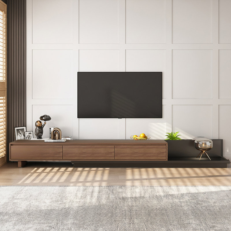 Extendable TV Cabinet with 3 Drawers | Adjustable Width 200-330cm | tv unit in Walnut, Grey & Dark Walnut for 75-100" TVs for Living Room & Bedroom Fast Dispatch From UK Warehouse — 2 Working Days