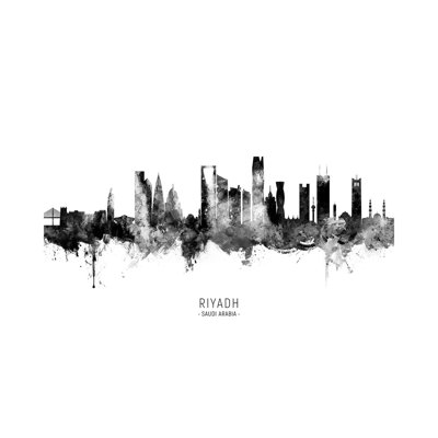 " Riyadh Saudi Arabia Skyline Name BW " by Michael Tompsett