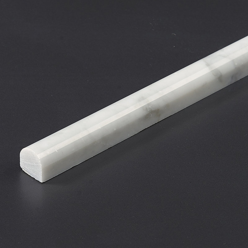 12" x 0.75" Marble Chair Rail Tile Trim in White
