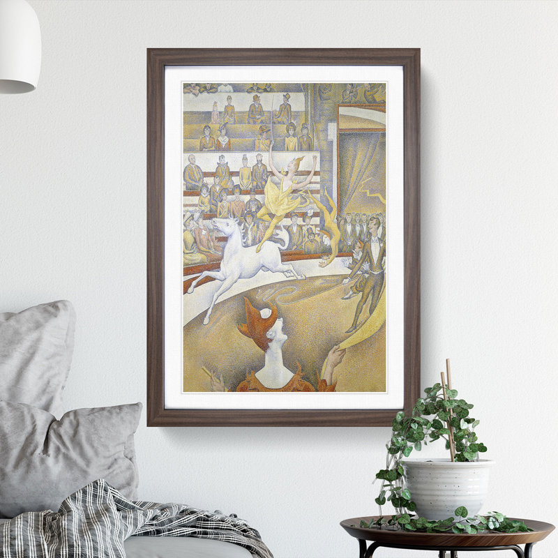 The Circus by Georges Seurat - Picture Frame Painting, 36cm H x 27cm W x 2cm D, Walnut Framed