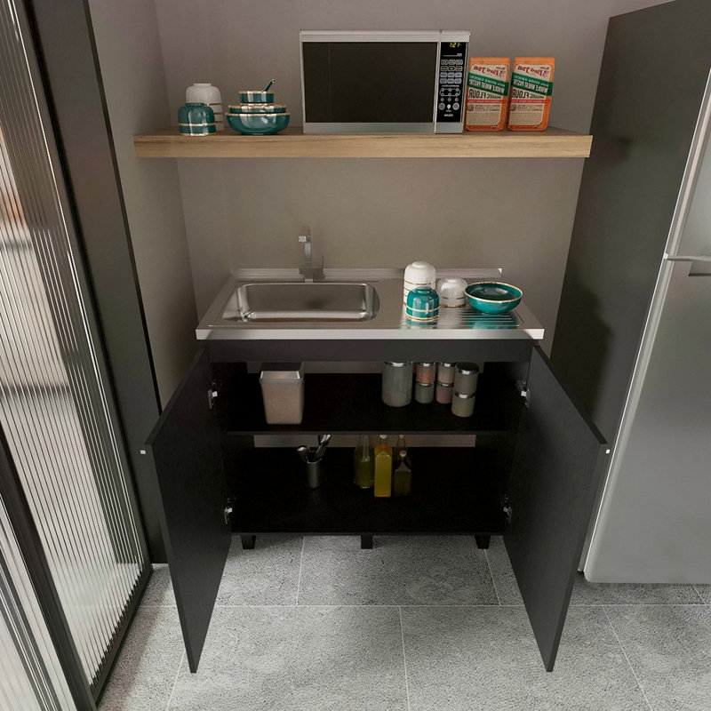 2 Utility Sink And Cabinet, Black