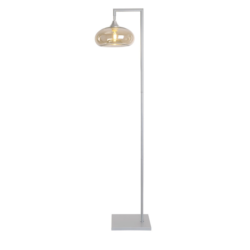 Aeva 155cm Arched Floor Lamp, Silver, Amber