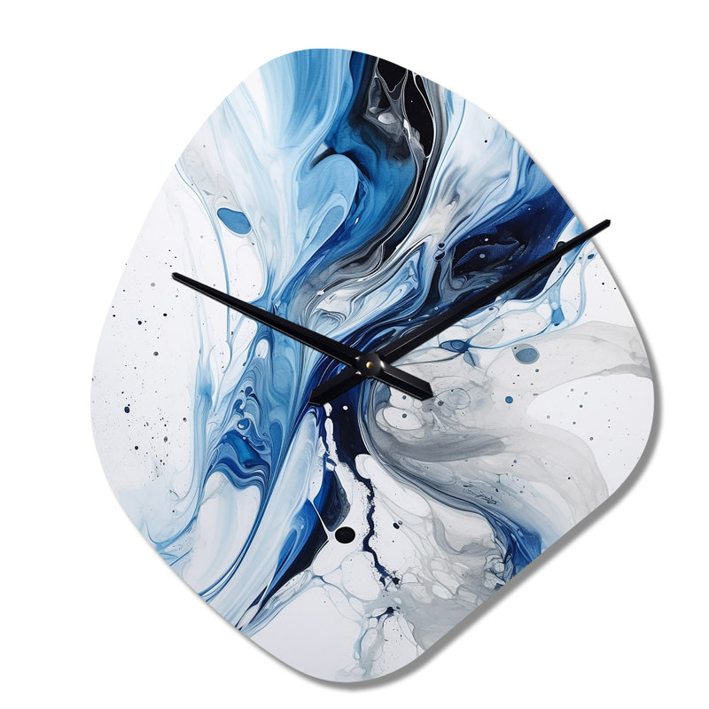 Horloge murale abstraite bleue et grise, Petit