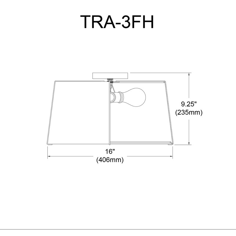 Plafonnier encastré 3 lumières trapézoïdale, Doré