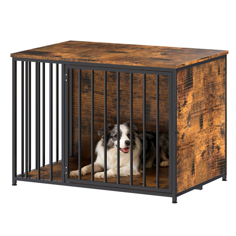 Meuble pour chien pour chien de grande et moyenne taille, chenil décoratif en bois et en acier de 36 pouces