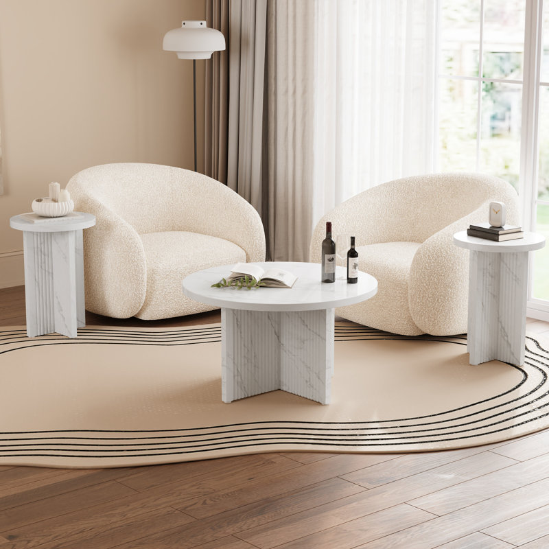 Ensemble de tables basses 3 pièces Emanuel, White