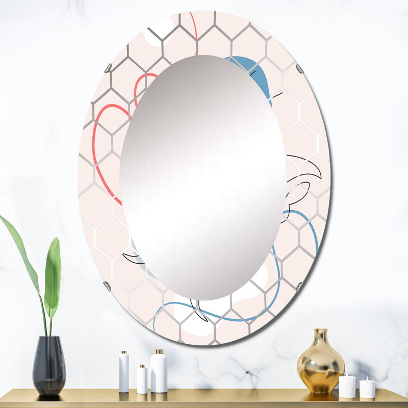 Papillon, dessin au trait sur cubisme I - miroir mural moderne, 36 po x 24 po