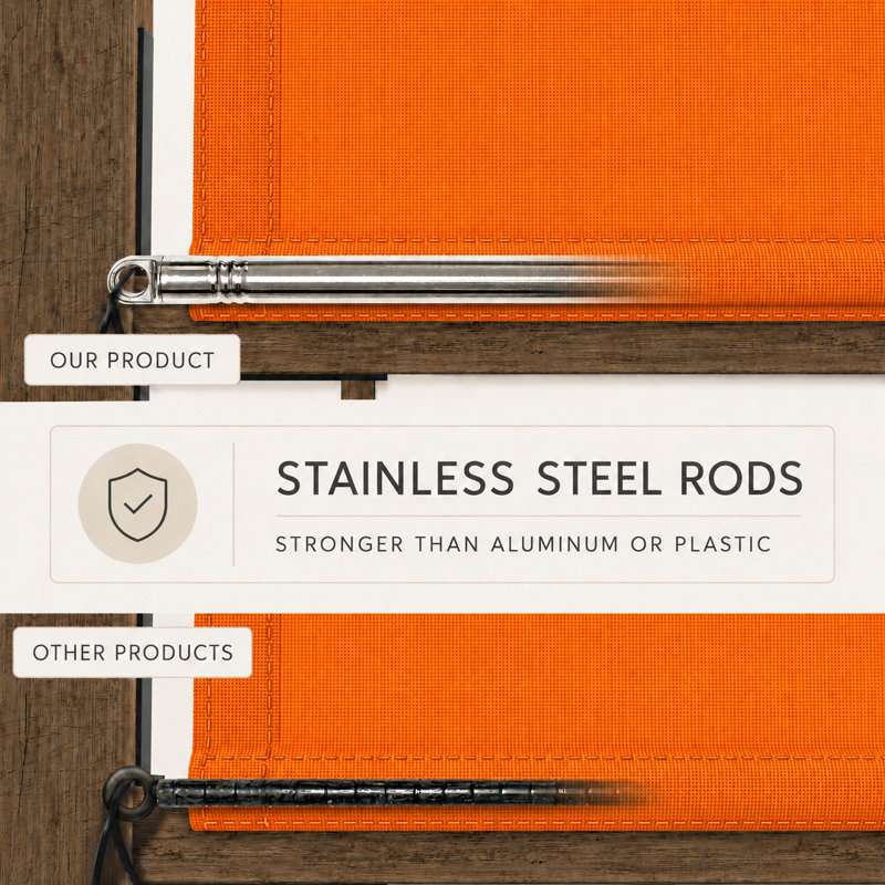 Abat-jour de pergola imperméable Colourtree avec tiges et œillets lestés en acier inoxydable, 12 pi x 26 pi, Orange