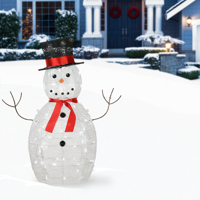 The Holiday Aisle® 36" Pre-Lit Sisal Snowman