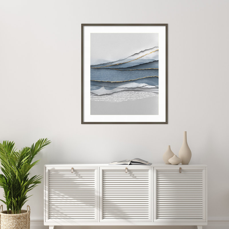 «Blue Paper» par PI Studio, reproduction d'art encadrée sur bois, H 41 po x l 36 po